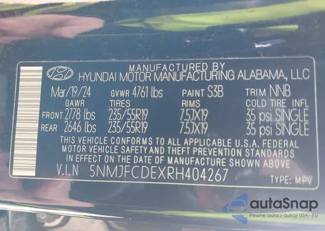 2024 Hyundai Tucson Sel z USA, uszkodzony, nr VIN 5NMJFCDEXRH404267